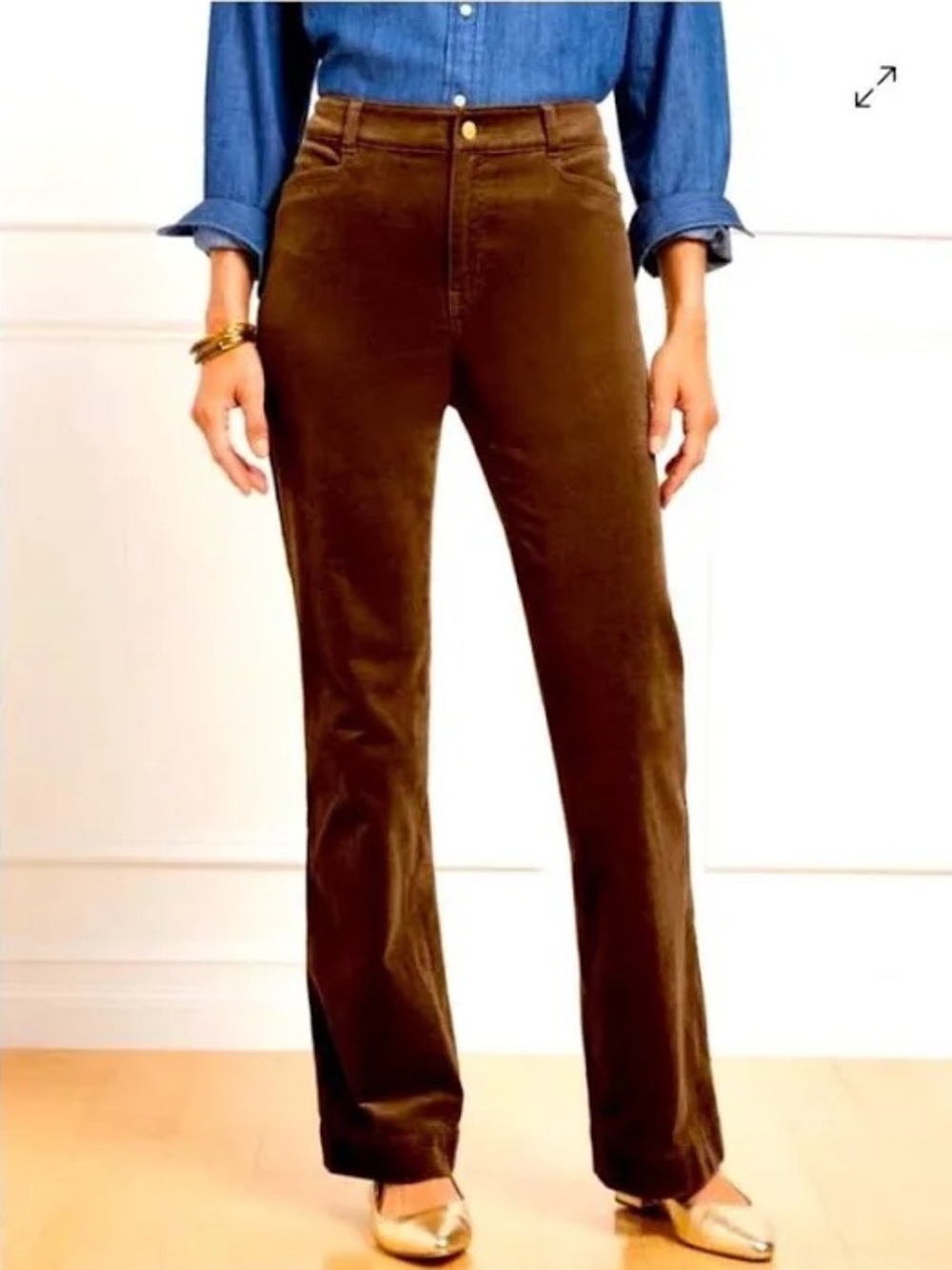 Talbots | Women’s ‘Walnut Brown’ Flawless 5-Pocket Flare Micro Corduroy Pants 8